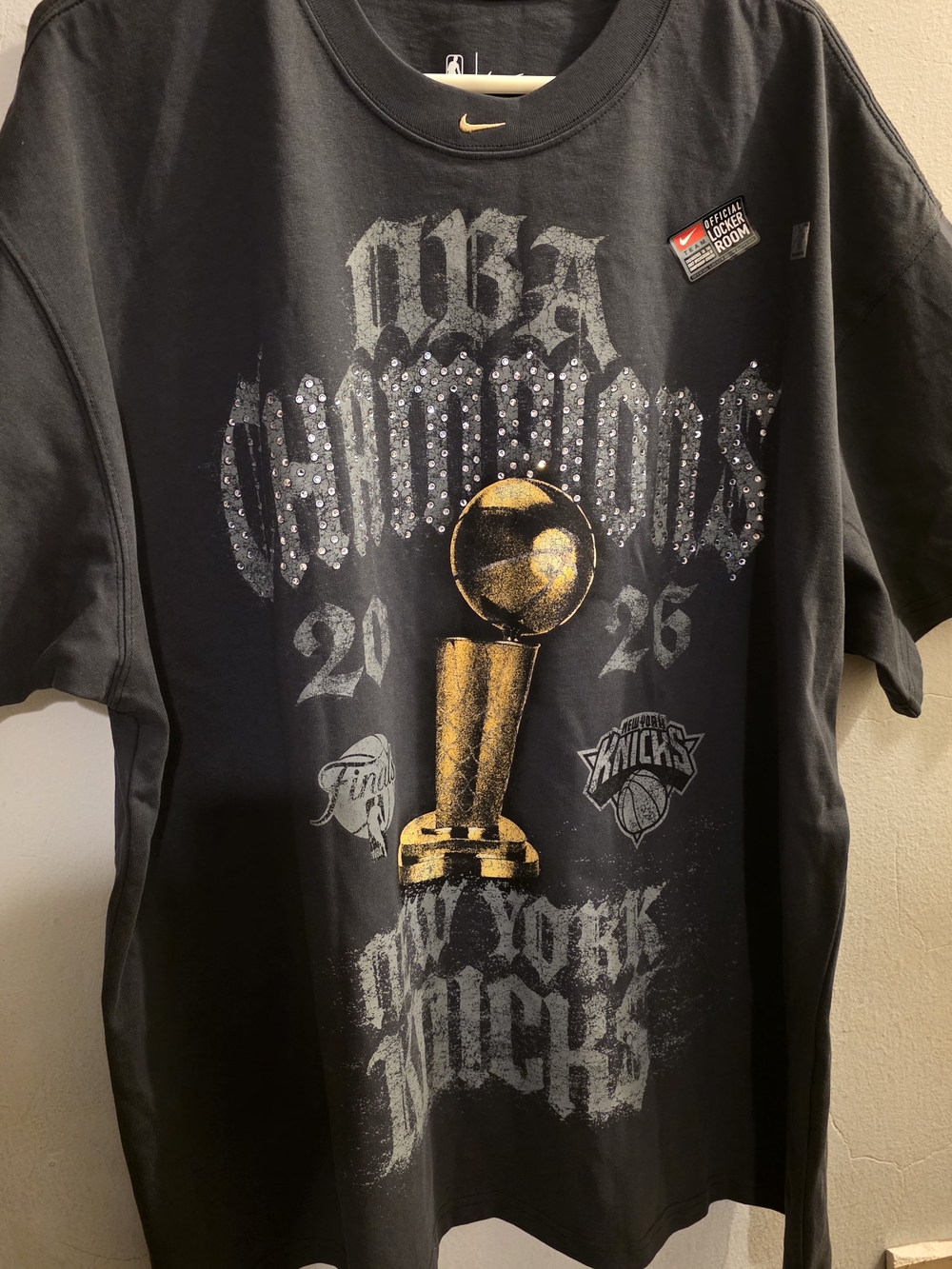 Nike Black NBA Champions Graphic Authentic Tee with Gold Trophy
